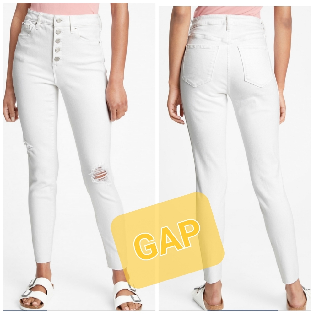 👀50% OFF👖NWT‼️GAP High Rise Destructed Universal Legging Jeans w/ Washwell